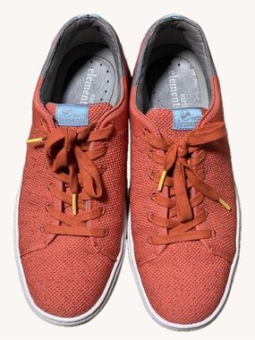 Earth Elements Shoes Men’s Coral Orange & Blue Knit Sneakers (Size: 10)